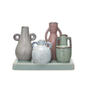 Stoneware Mounted Vases w/Base - 5.5"
