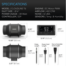 AC Infinity Cloudline T6 Inline Duct Fan w/LCD Display & Controller - 6 in