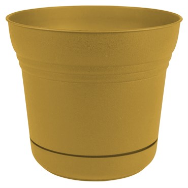 yellow plastic planter Bloem 10 in Saturn Planter