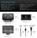 AC Infinity Cloudline T8 Inline Duct Fan w/LCD Display & Controller - 8 in