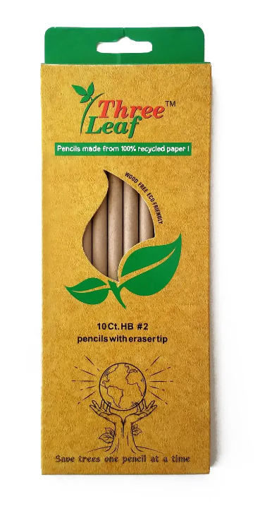 Three Leaf Recycled Paper Pencils - 10 pack