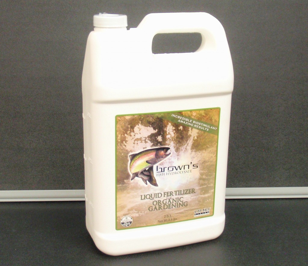 organic liquid fish fertilizer Brown's Fish Hydrolysate Organic Fish Fertilizer