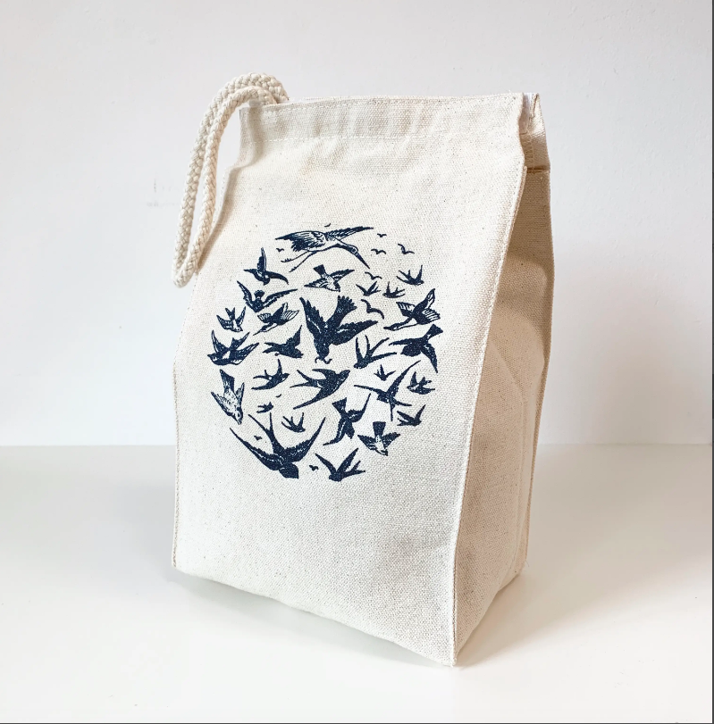 Little Lark Recycled Cotton Birds Lunch Bag