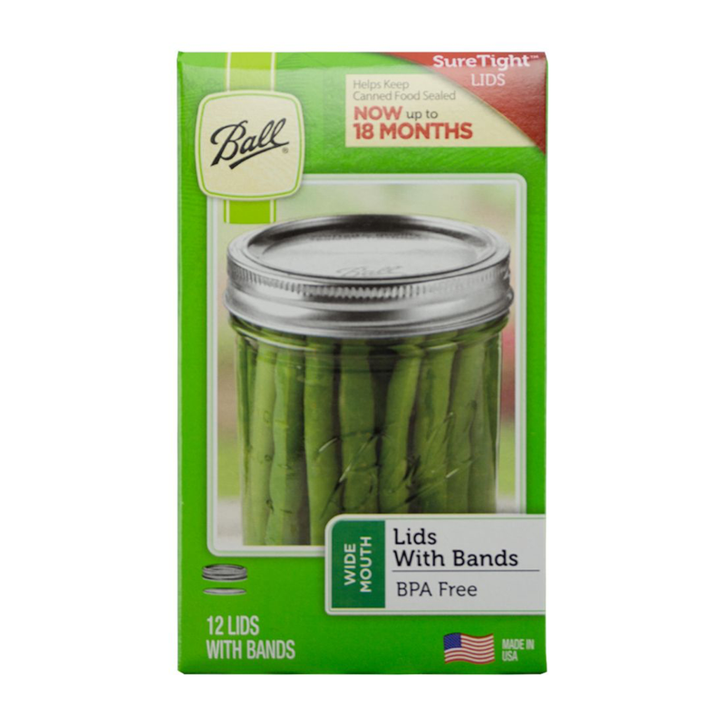 Ball Wide Mouth Canning Jar Bands & Lids - 12 pack