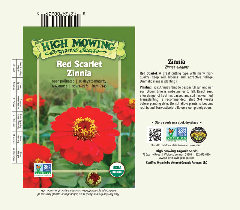 Red Scarlet Zinnia Seeds