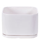 Square Matte White Planter with Saucer - 7.5"