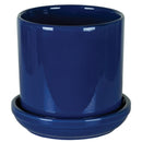 Round Cobalt Glazed Pot with Saucer - 4.75"