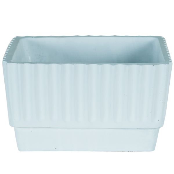 Square Corrugated White Planter - 7"