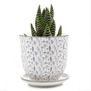 Big Liberte 4 Pot with Saucer-4.25 in-Blue Leaves