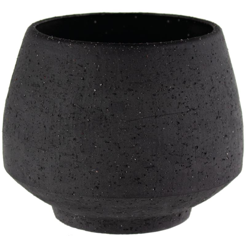 Tapered Stoneware Pot - Charcoal - 4.5"