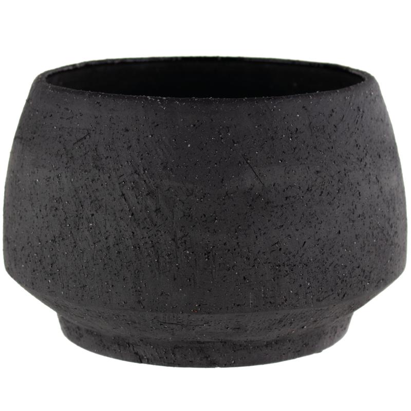 Tapered Stoneware Pot - Charcoal - 6"