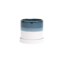 Small Minute Pot with Saucer - Green Blue Layers - 3"