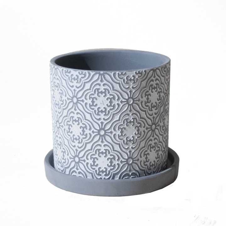 Balter Pot with Saucer-Grey Paisley-5 in