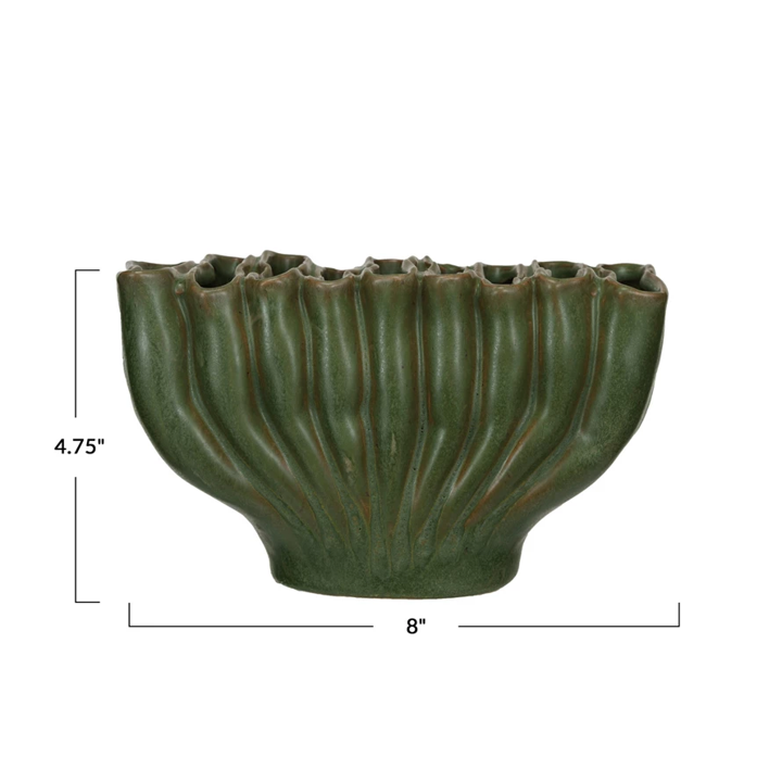 Coral Vase w/9 Sections - Green - 8"