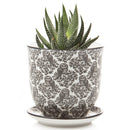 Big Liberte Pot with Saucer - Black Owls - 4.25"