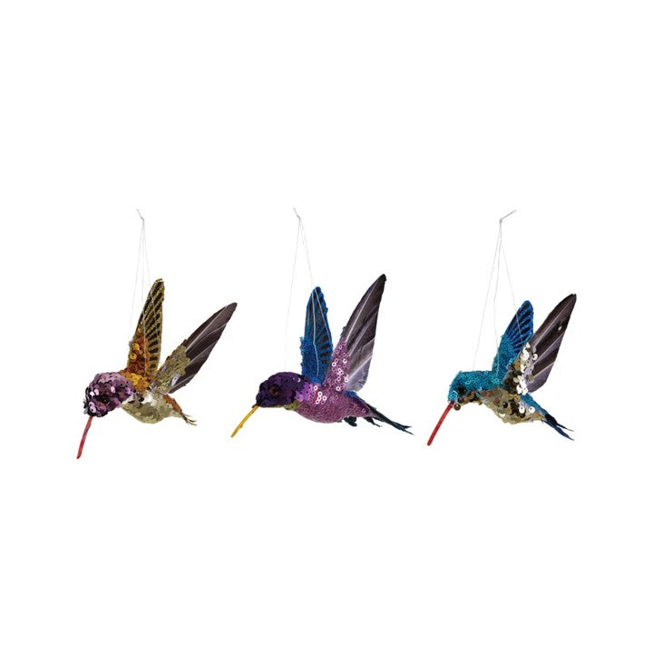 Hummingbird Ornament w/Sequins-7in