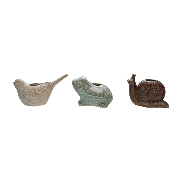 Bird, Snail, or Frog Shaped Taper Holder - 5"