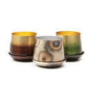 Small Metallic Joe Pot with Saucer - 3 in