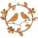 Metal Rust Flower Wreath Song Birds - 16"