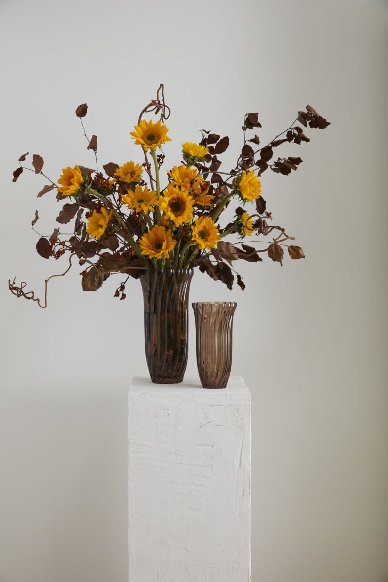 Chanterelle Ribbed Vase 5.5"x 10" - Brown