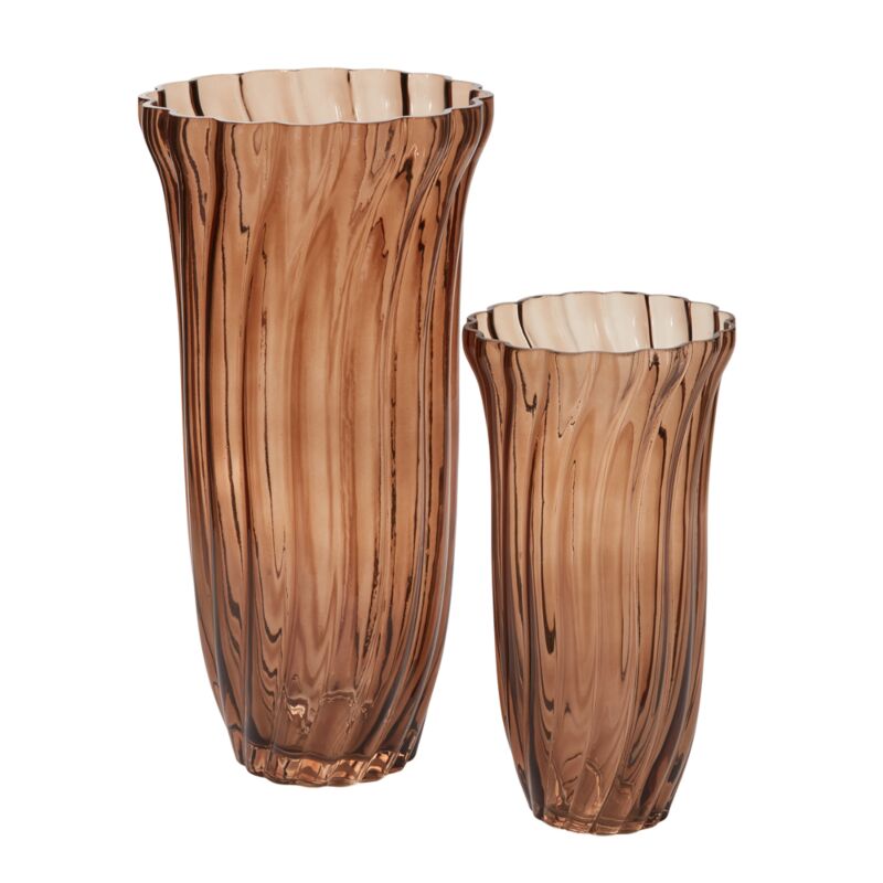 Chanterelle Ribbed Vase 5.5"x 10" - Brown