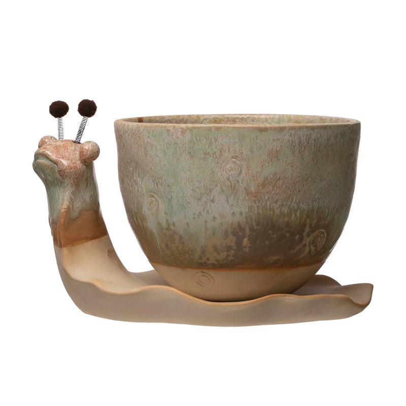 Stoneware Snail Planter - 8.5"