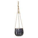 Stoneware Planter w/Jute Hanger - Blue - 6"
