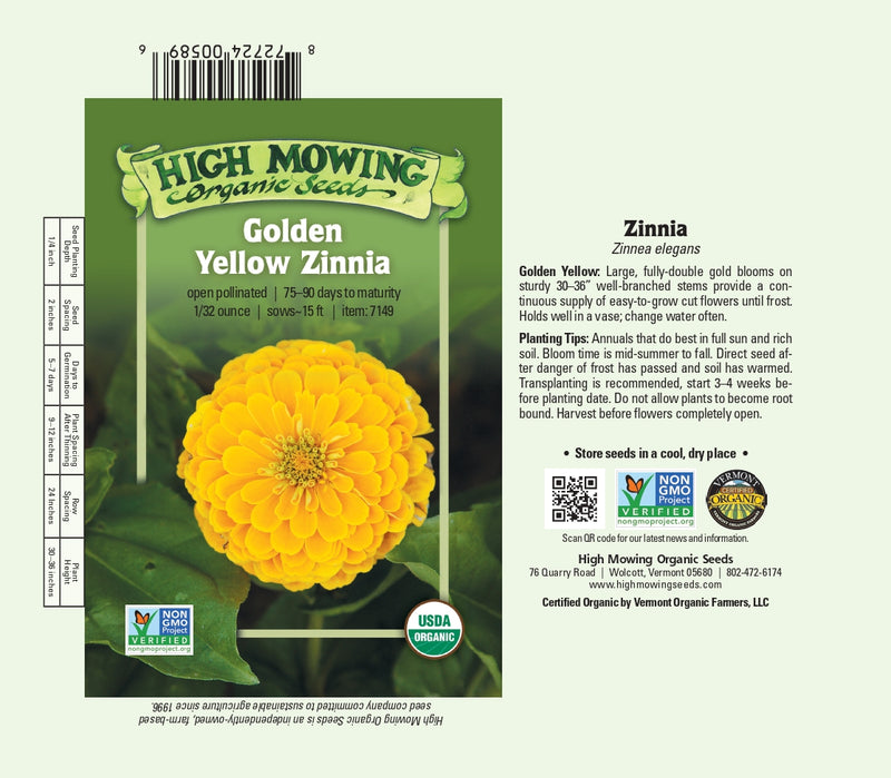 Golden Yellow Zinnia Seeds