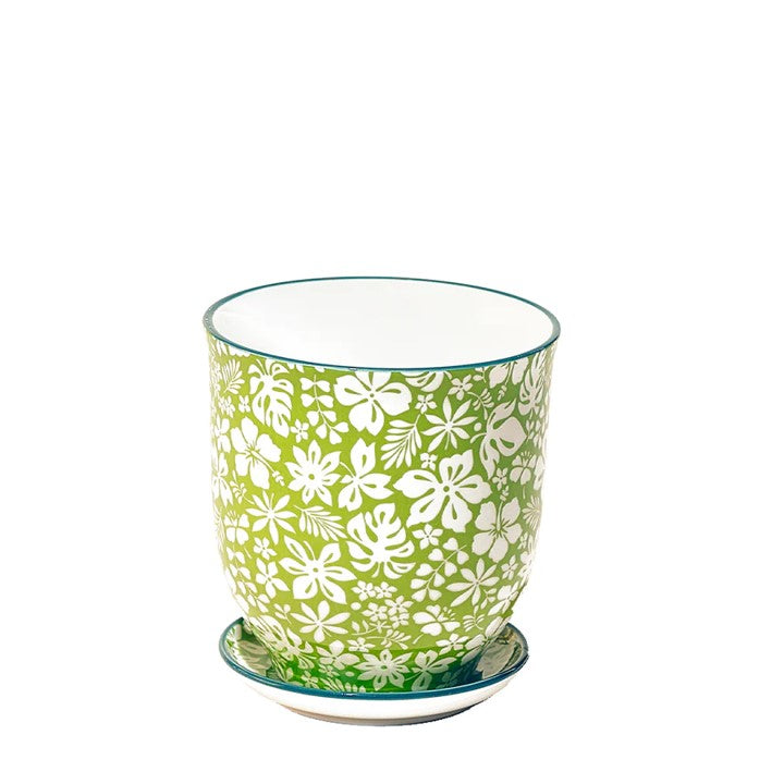 Big Liberte 3 Pot with Saucer-4.25 in-Green Garden