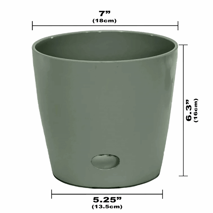 Bamboo Self Watering Planter - Sage Green - 7"