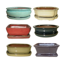Bonsai Pot with Saucer - Assorted Colors