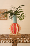 Ceramic Multi-Colored Vase with Blue Neck - 15"