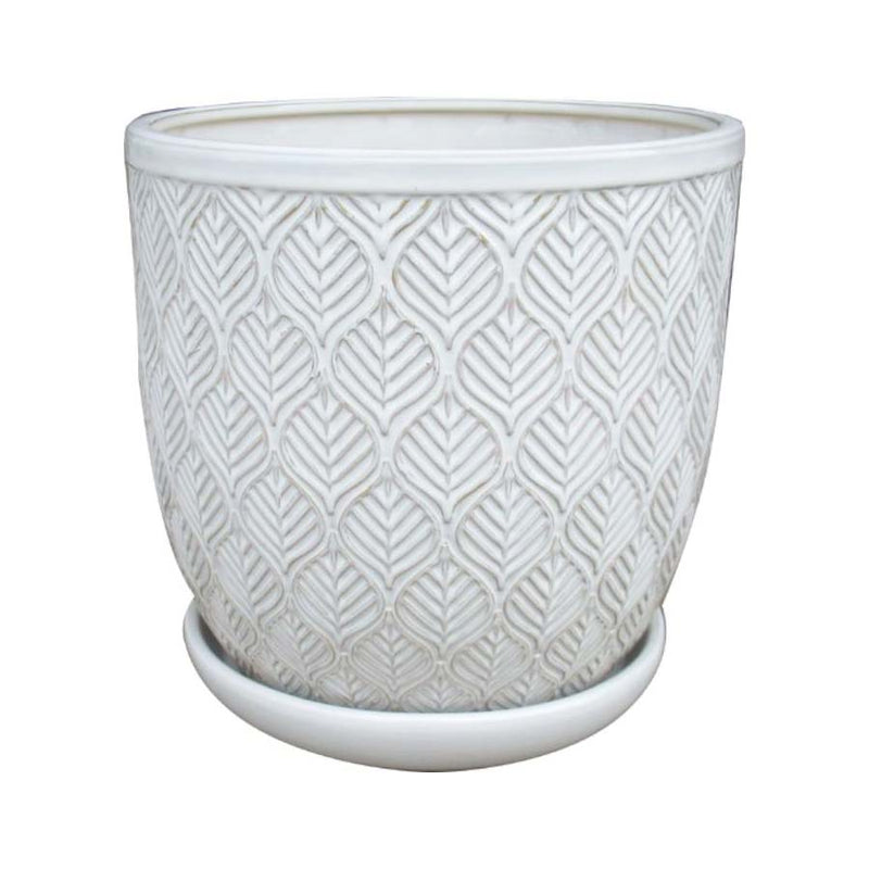 Ash Leaf Planter - White - 8"