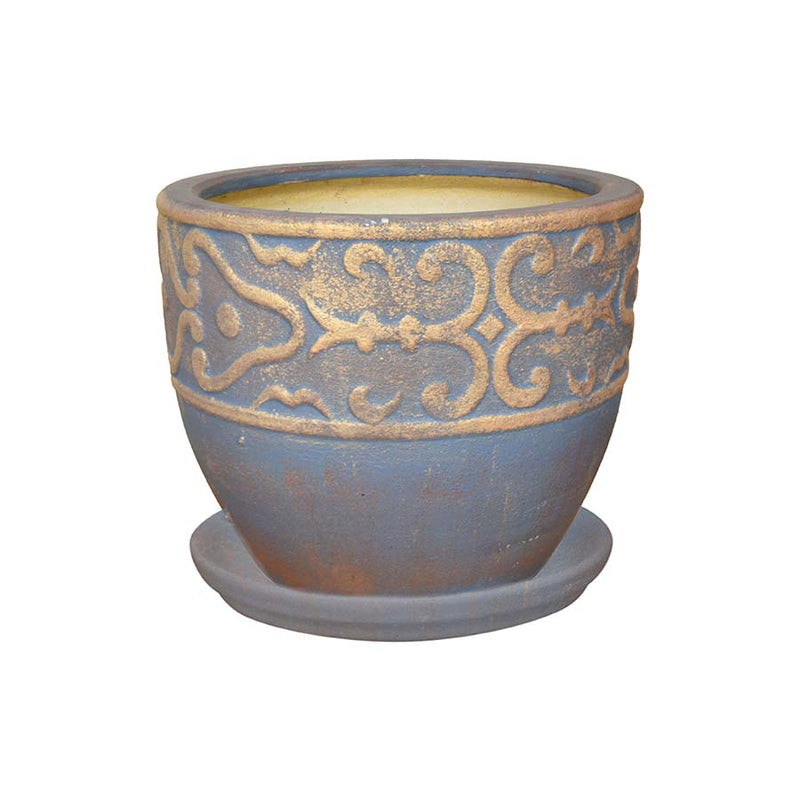 Kirkos Planter - Blue and Gold - 6"