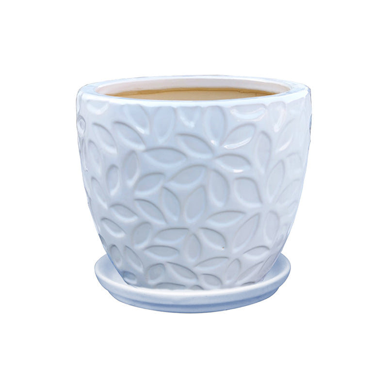 Kirkos Planter - White Leaves - 6"