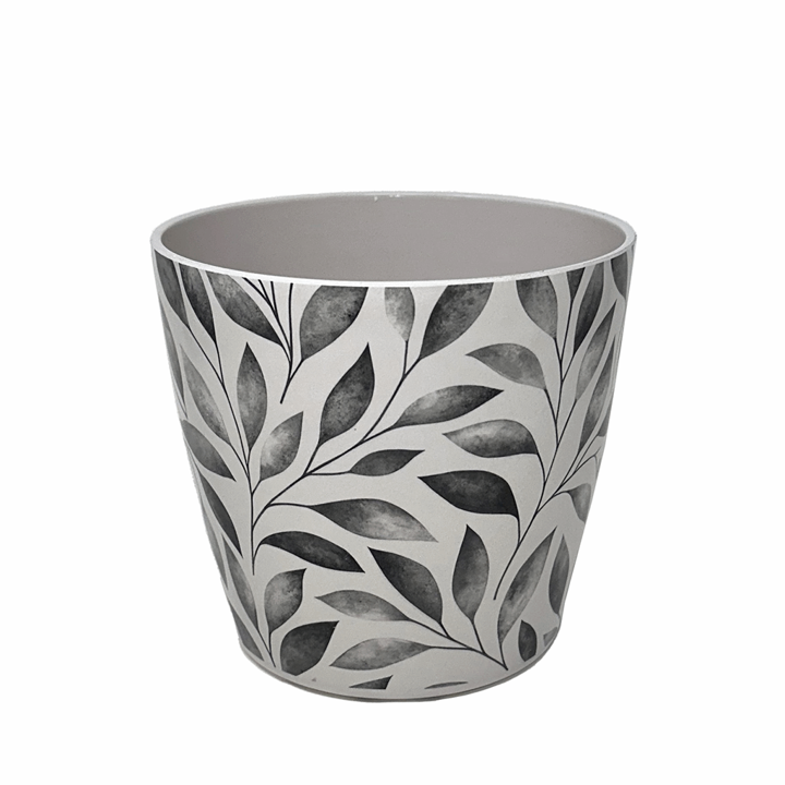 Bamboo Self Watering Planter - Gray Leaves - 7"