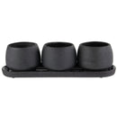 Tapered Stoneware Pot Trio - Charcoal