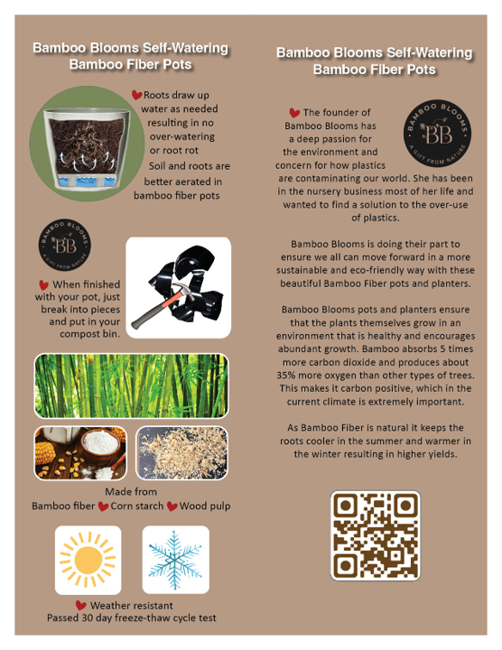 Bamboo Self Watering Planter - Green Flower - 7"