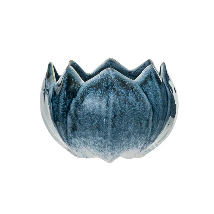 Stoneware Planter Flower Shaped - Blue - 7"