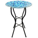 Mosaic Blue Bird Bath Circle w/Stand