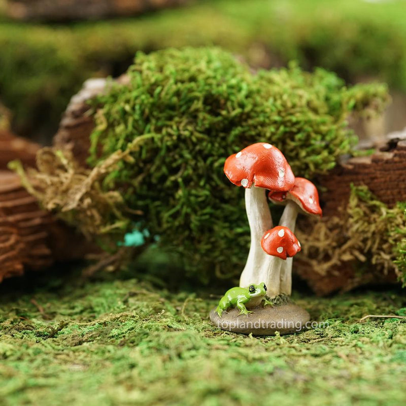 Mini Frog with Red Mushrooms