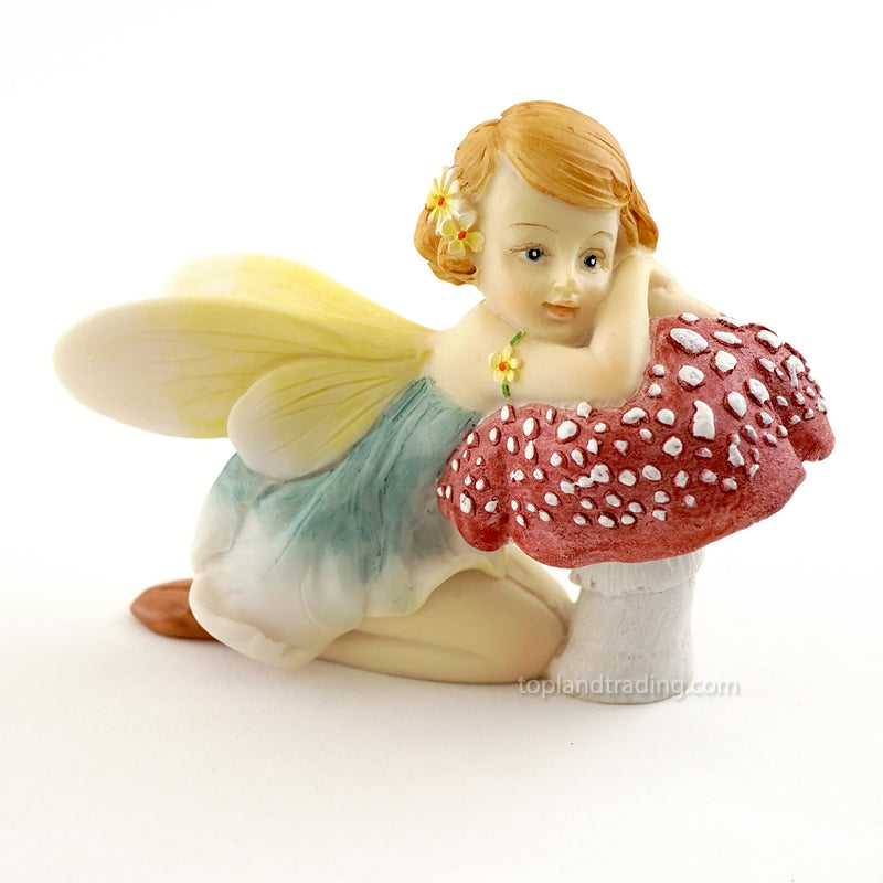Flower Fairy Resting on Mushroom-2x2.5  in