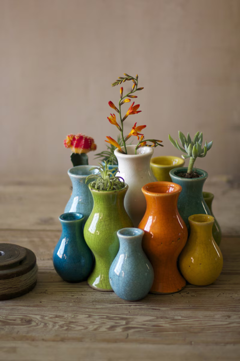 Small Ceramic Vases Multicolor