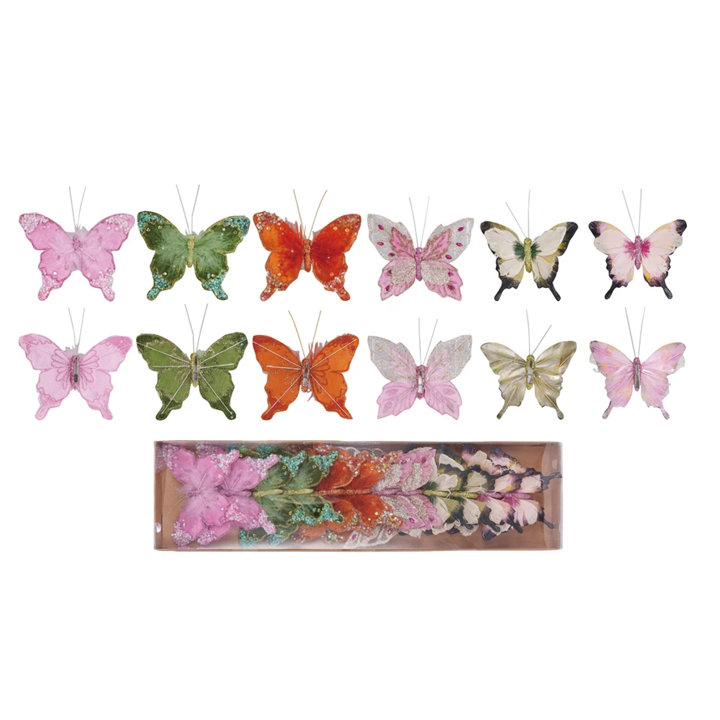 Feather Butterfly Clip On Plant Ornament
