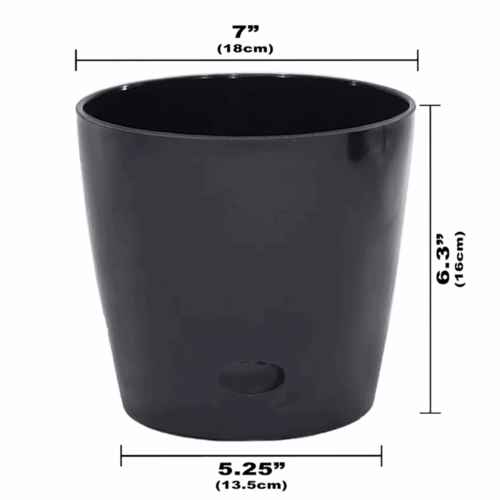 Bamboo Self Watering Planter - Black - 7"