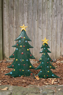 Hand-Hammered Metal Christmas Tree Yard Stakes