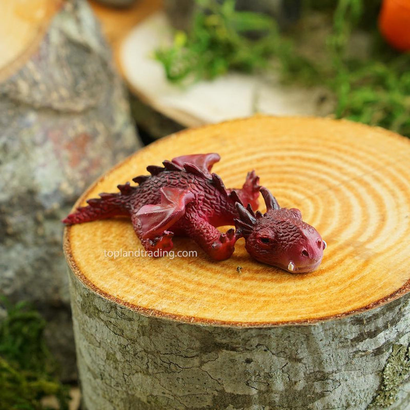Sleeping Mini Red Dragon-2.75 in