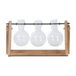 Esschert: 3 Vase Cutting Stand-Wood & Glass