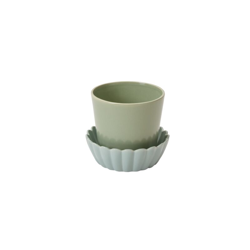 Springvale Pot with Saucer -  Light Green- 5"