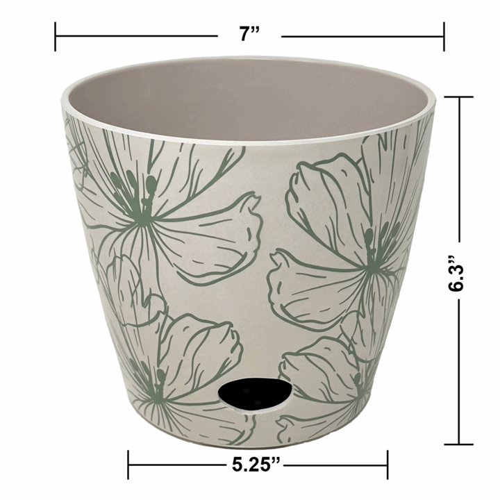 Bamboo Self Watering Planter - Green Flower - 7"